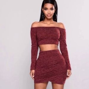 Fashion nova maroon two piece set